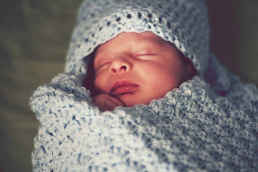 Crocheted Hooded Baby Blanket/Towel/Wrap