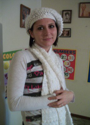 White Beret and Scarf Set