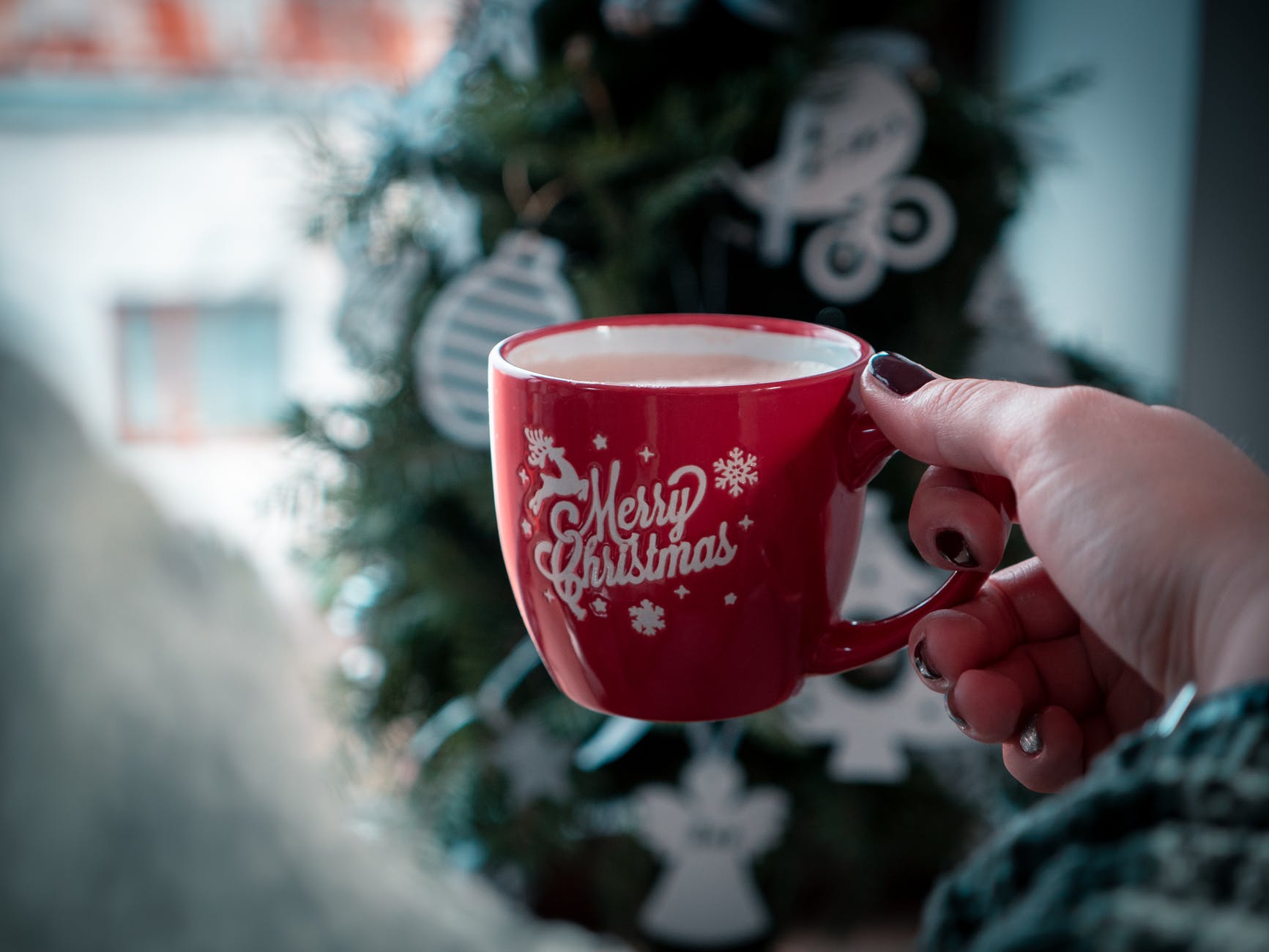 red merry christmas printed mug