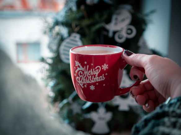 red merry christmas printed mug