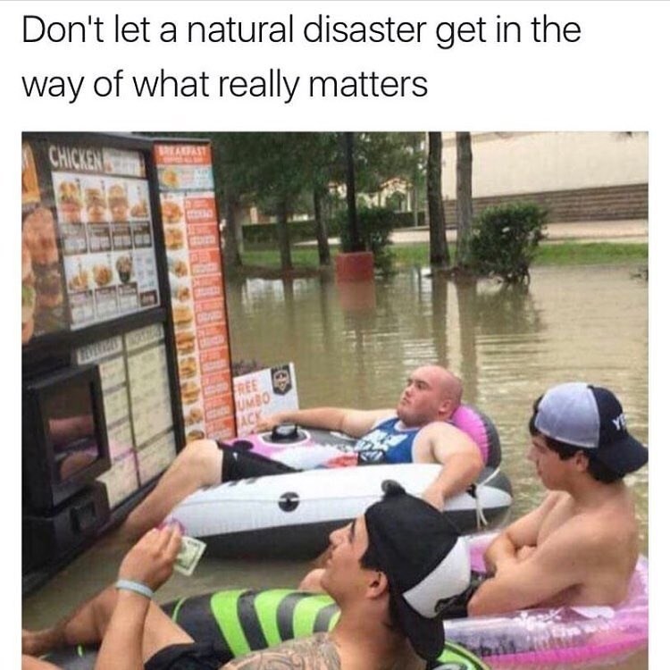 funny-meme-of-people-in-inner-tubes-after-a-flood-pretending-to-order-from-the-drive-thru