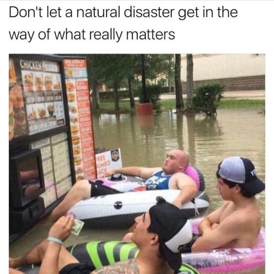 funny-meme-of-people-in-inner-tubes-after-a-flood-pretending-to-order-from-the-drive-thru